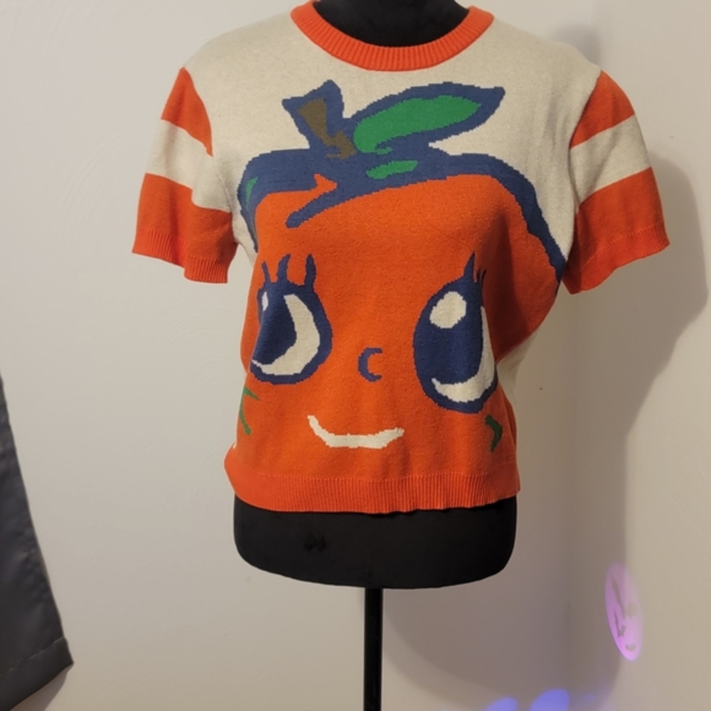 Kids Orange and Cream Graphic Knit Top